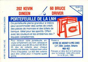 1987-88 O-Pee-Chee Stickers #60 / 202 Bruce Driver / Kevin Dineen Back