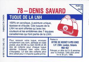 1987-88 O-Pee-Chee Stickers #78 Denis Savard Back