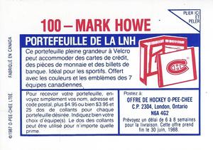 1987-88 O-Pee-Chee Stickers #100 Mark Howe Back