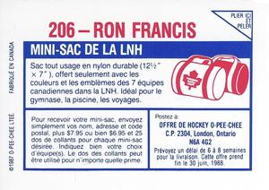 1987-88 O-Pee-Chee Stickers #206 Ron Francis Back