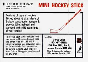 1988-89 O-Pee-Chee Stickers #73 / 204 Dale Hunter / Mario Lemieux Back