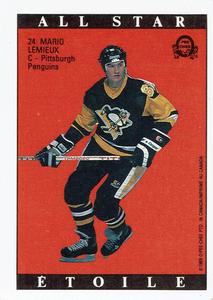 1989-90 O-Pee-Chee Stickers - Future Star/All-Star Backs #24 Mario Lemieux  Front