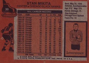 1975-76 Topps #30 Stan Mikita Back