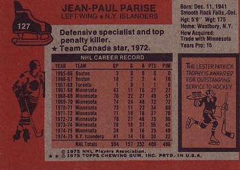 1975-76 Topps #127 Jean-Paul Parise Back