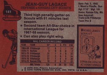 1975-76 Topps #141 Jean-Guy Lagace Back