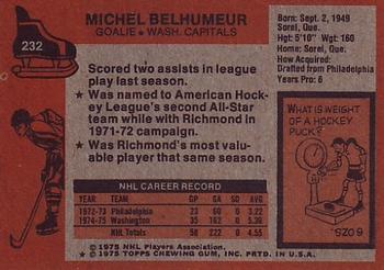 1975-76 Topps #232 Michel Belhumeur Back
