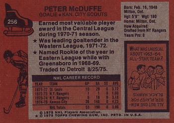 1975-76 Topps #256 Peter McDuffe Back