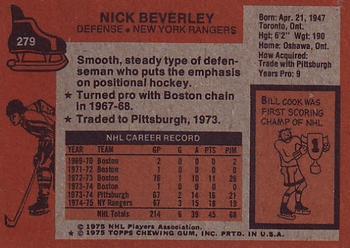 1975-76 Topps #279 Nick Beverley Back