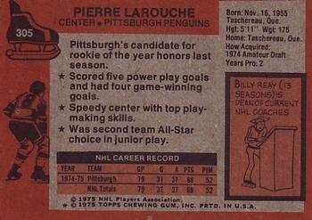 1975-76 Topps #305 Pierre Larouche Back