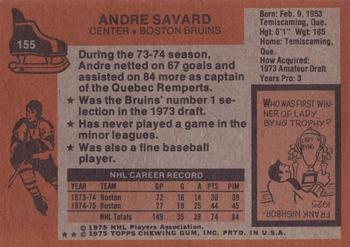 1975-76 Topps #155 Andre Savard Back