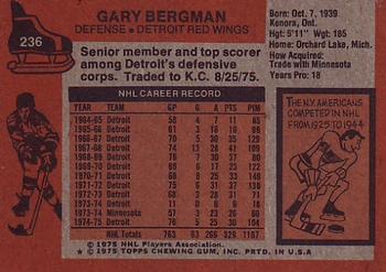 1975-76 Topps #236 Gary Bergman Back