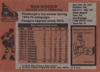 1975-76 Topps #75 Ron Schock Back
