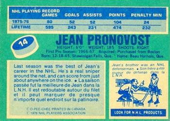 1976-77 O-Pee-Chee #14 Jean Pronovost Back