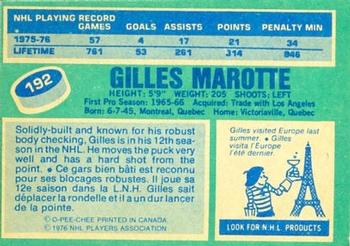 1976-77 O-Pee-Chee #192 Gilles Marotte Back