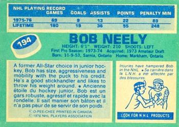 1976-77 O-Pee-Chee #194 Bob Neely Back