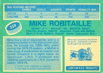 1976-77 O-Pee-Chee #359 Mike Robitaille Back