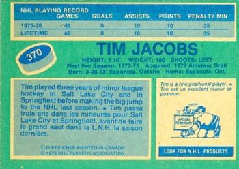 1976-77 O-Pee-Chee #370 Tim Jacobs Back