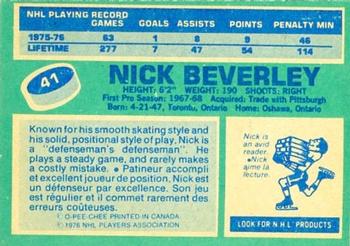 1976-77 O-Pee-Chee #41 Nick Beverley Back