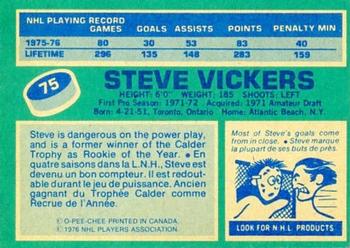 1976-77 O-Pee-Chee #75 Steve Vickers Back