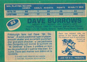 1976-77 O-Pee-Chee #83 Dave Burrows Back