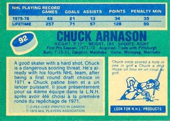 1976-77 O-Pee-Chee #92 Chuck Arnason Back