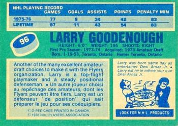 1976-77 O-Pee-Chee #96 Larry Goodenough Back