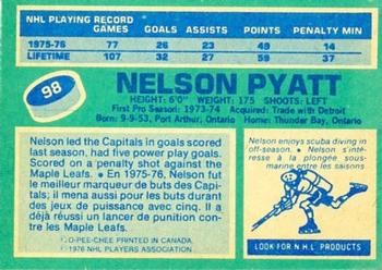 1976-77 O-Pee-Chee #98 Nelson Pyatt Back