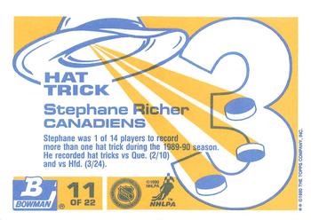 1990-91 Bowman - Hat Tricks Collector's Edition (Tiffany) #11 Stephane Richer Back
