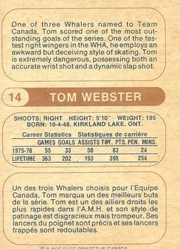 1976-77 O-Pee-Chee WHA #14 Tom Webster Back