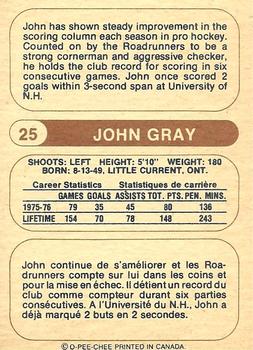1976-77 O-Pee-Chee WHA #25 John Gray Back