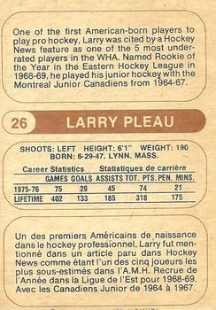 1976-77 O-Pee-Chee WHA #26 Larry Pleau Back