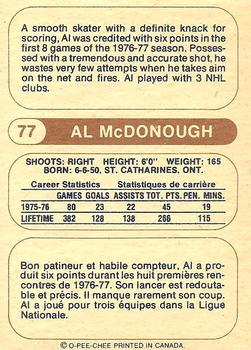 1976-77 O-Pee-Chee WHA #77 Al McDonough Back