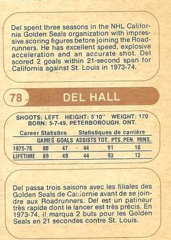 1976-77 O-Pee-Chee WHA #78 Del Hall Back