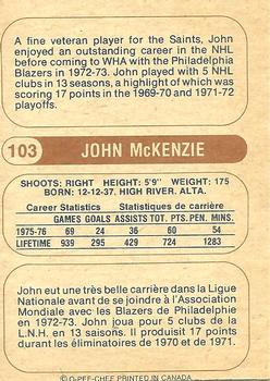 1976-77 O-Pee-Chee WHA #103 John McKenzie Back