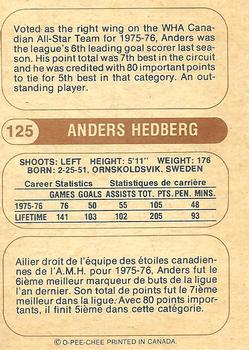 1976-77 O-Pee-Chee WHA #125 Anders Hedberg Back