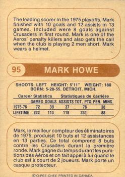 1976-77 O-Pee-Chee WHA #95 Mark Howe Back
