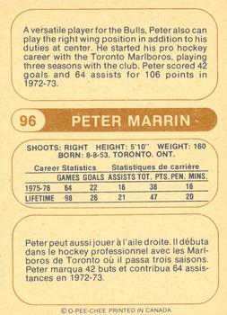 1976-77 O-Pee-Chee WHA #96 Peter Marrin Back