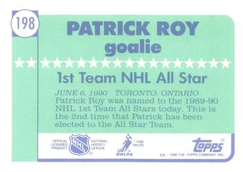 1990-91 Topps - Collector's Edition (Tiffany) #198 Patrick Roy Back