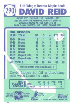 1990-91 Topps - Collector's Edition (Tiffany) #290 Dave Reid Back