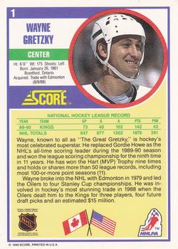 1990-91 Score Hottest and Rising Stars #1 Wayne Gretzky Back