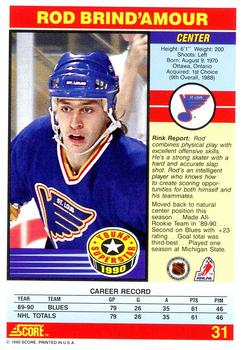 1990-91 Score Young Superstars #31 Rod Brind'Amour Back