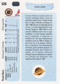 1990-91 Upper Deck French #526 Pavel Bure Back