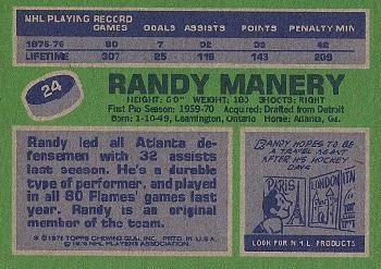 1976-77 Topps #24 Randy Manery Back