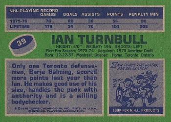 1976-77 Topps #39 Ian Turnbull Back