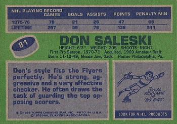 1976-77 Topps #81 Don Saleski Back