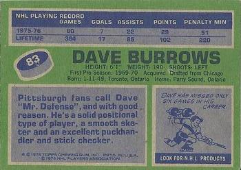 1976-77 Topps #83 Dave Burrows Back