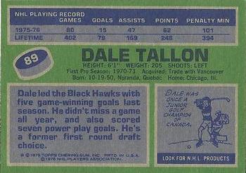 1976-77 Topps #89 Dale Tallon Back