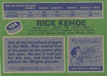1976-77 Topps #124 Rick Kehoe Back