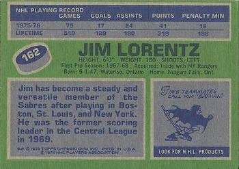 1976-77 Topps #162 Jim Lorentz Back