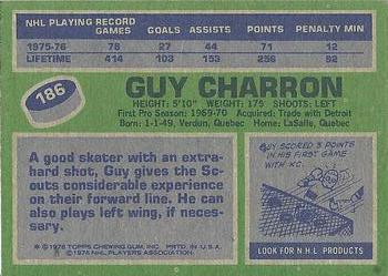 1976-77 Topps #186 Guy Charron Back